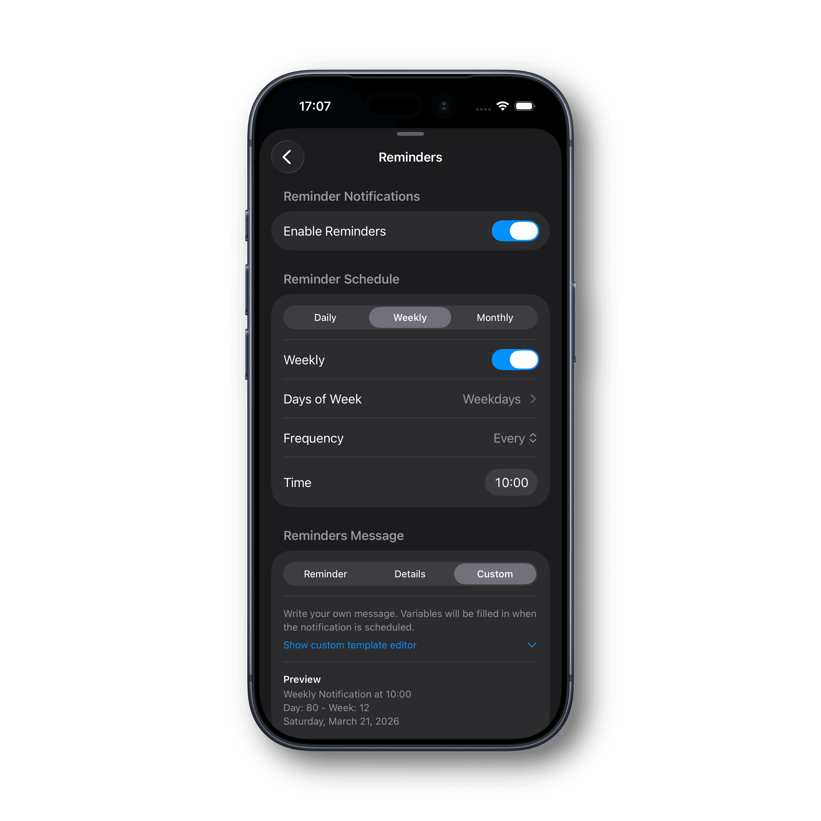 Day Tracker Notifications and reminders